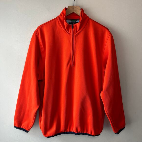 Tommy Hilfiger Men's Half Zip Pullover Fleece Sweatshirt Orange Size Large - Picture 1 of 6